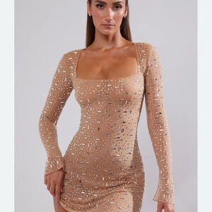 Elegant Tan Long Sleeve Dress